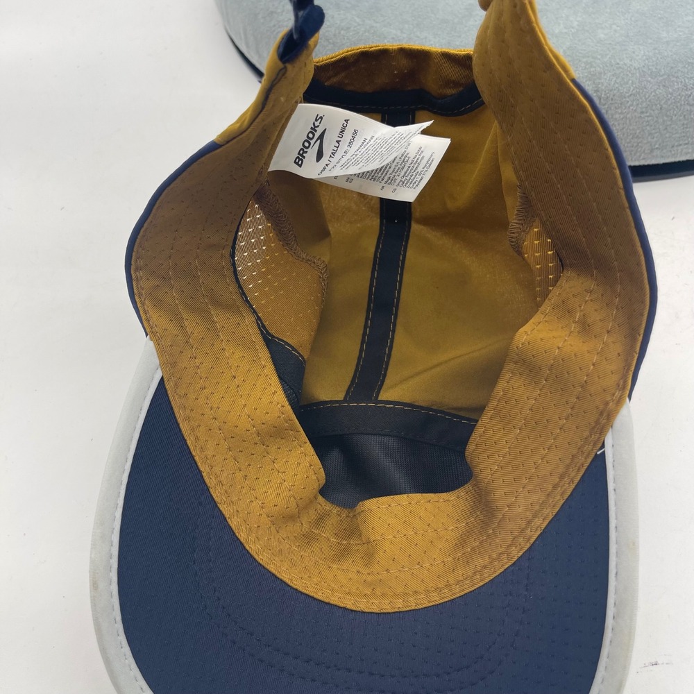 Brooks 280456 OSFA Gold Navy White Running Hat F22 Strapback Performance Cap - Picture 12 of 13